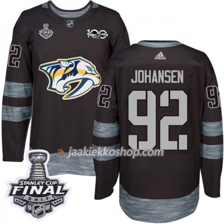 Miehille NHL Nashville Predators Pelipaita Ryan Johansen 92 1917-2017 100th Anniversary Adidas Musta 2017 Stanley Cup Final Authentic